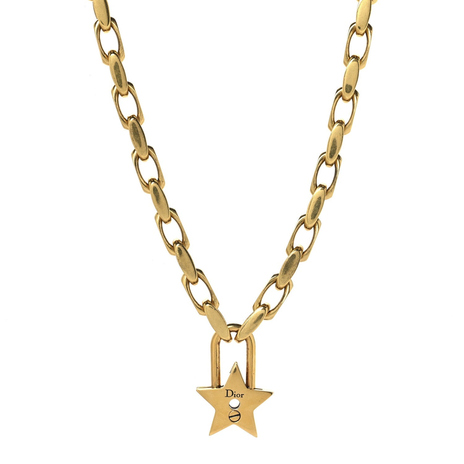 Metal Lucky Star Choker Necklace Aged Gold
