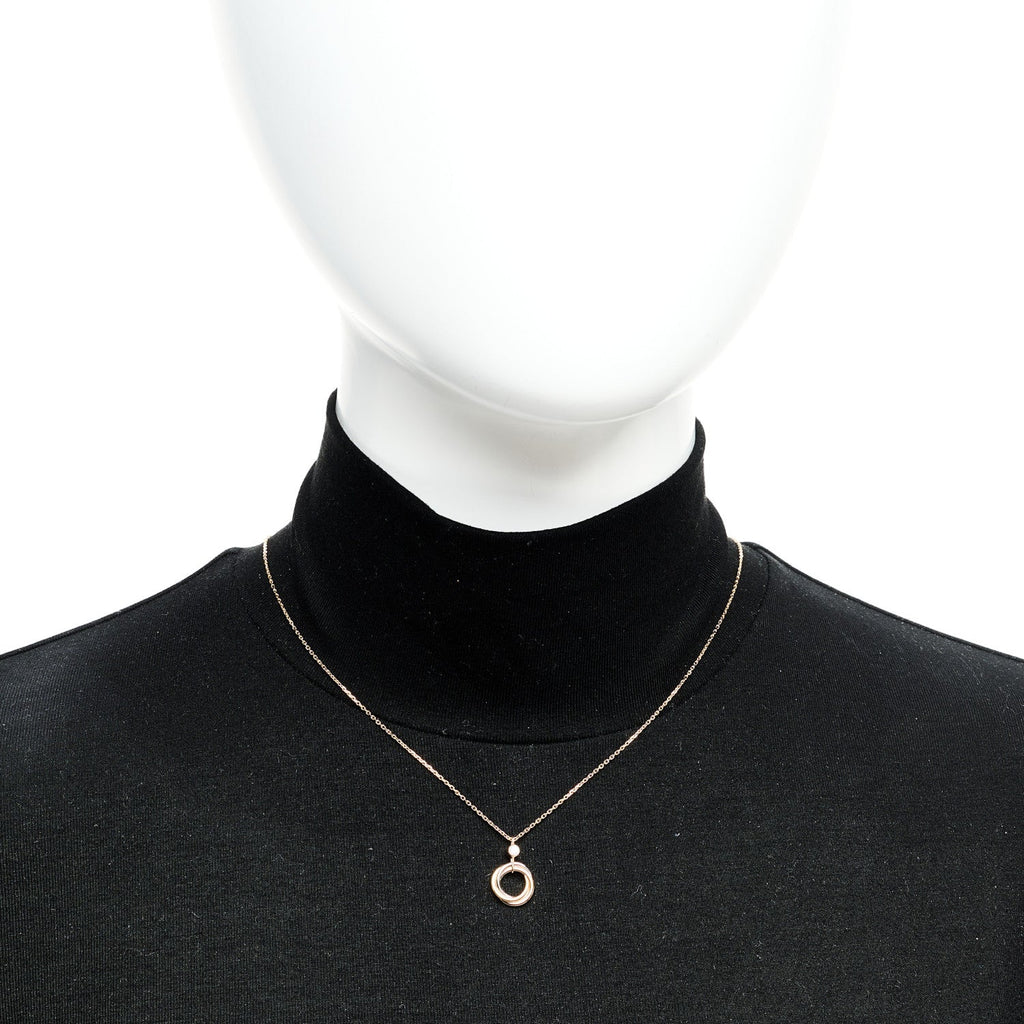18K Pink Yellow White Gold Diamond Trinity Pendant Necklace