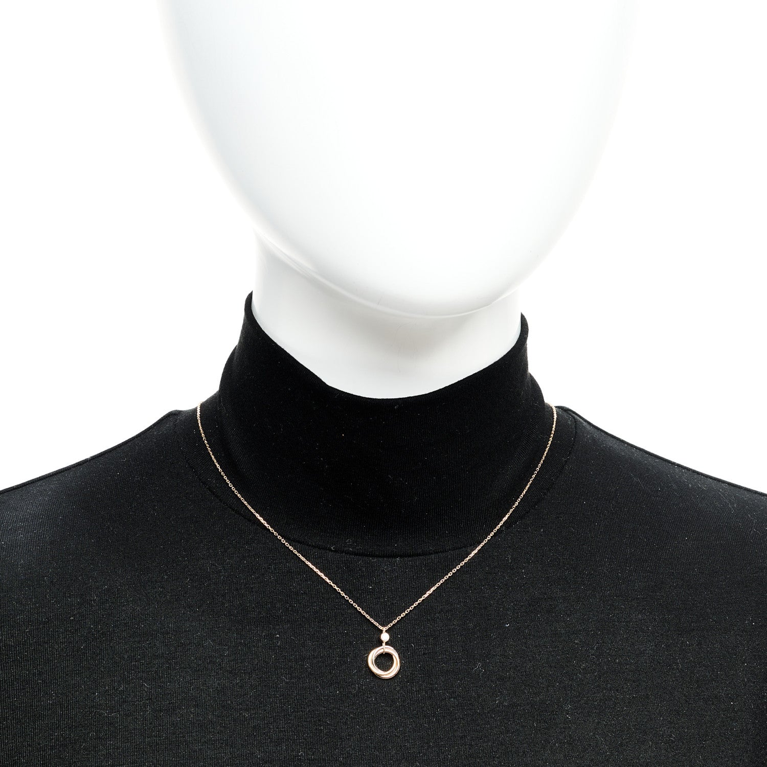 18K Pink Yellow White Gold Diamond Trinity Pendant Necklace