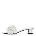 Lambskin Daisy Embroidered Dior Bloom Heeled Slide Sandals 39 White