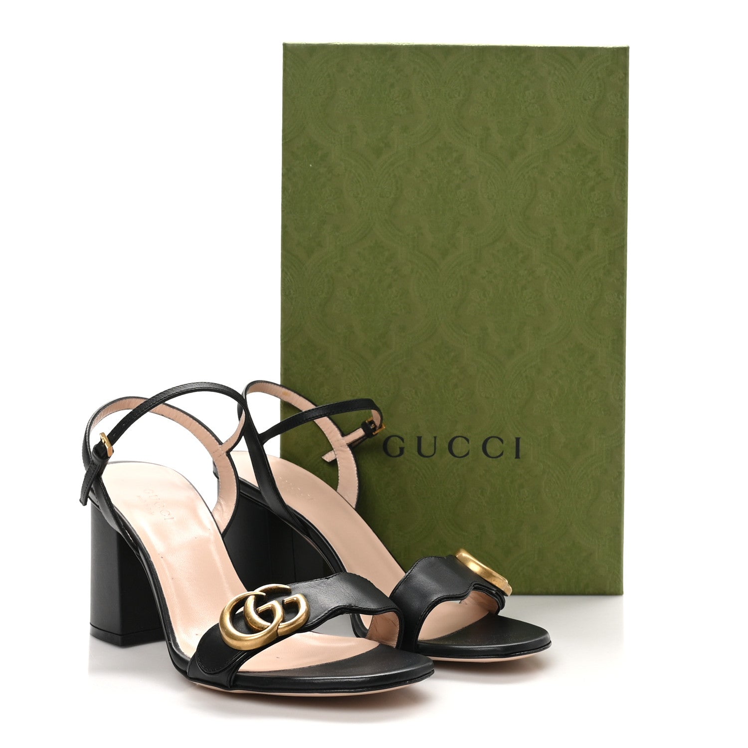 Lifford Calfskin GG Marmont Ankle Wrap 75mm Sandals 37.5 Black