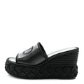 Calfskin Silk Torchon Vlogo Platform Espadrille 100 Wedge Sandals 39 Black