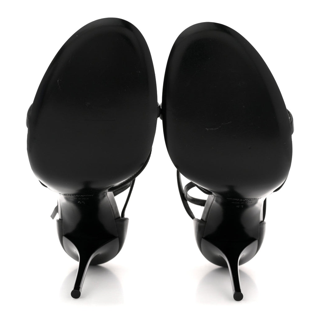 Calfskin Cassandra 100 Ankle Strap Sandals 41 Black