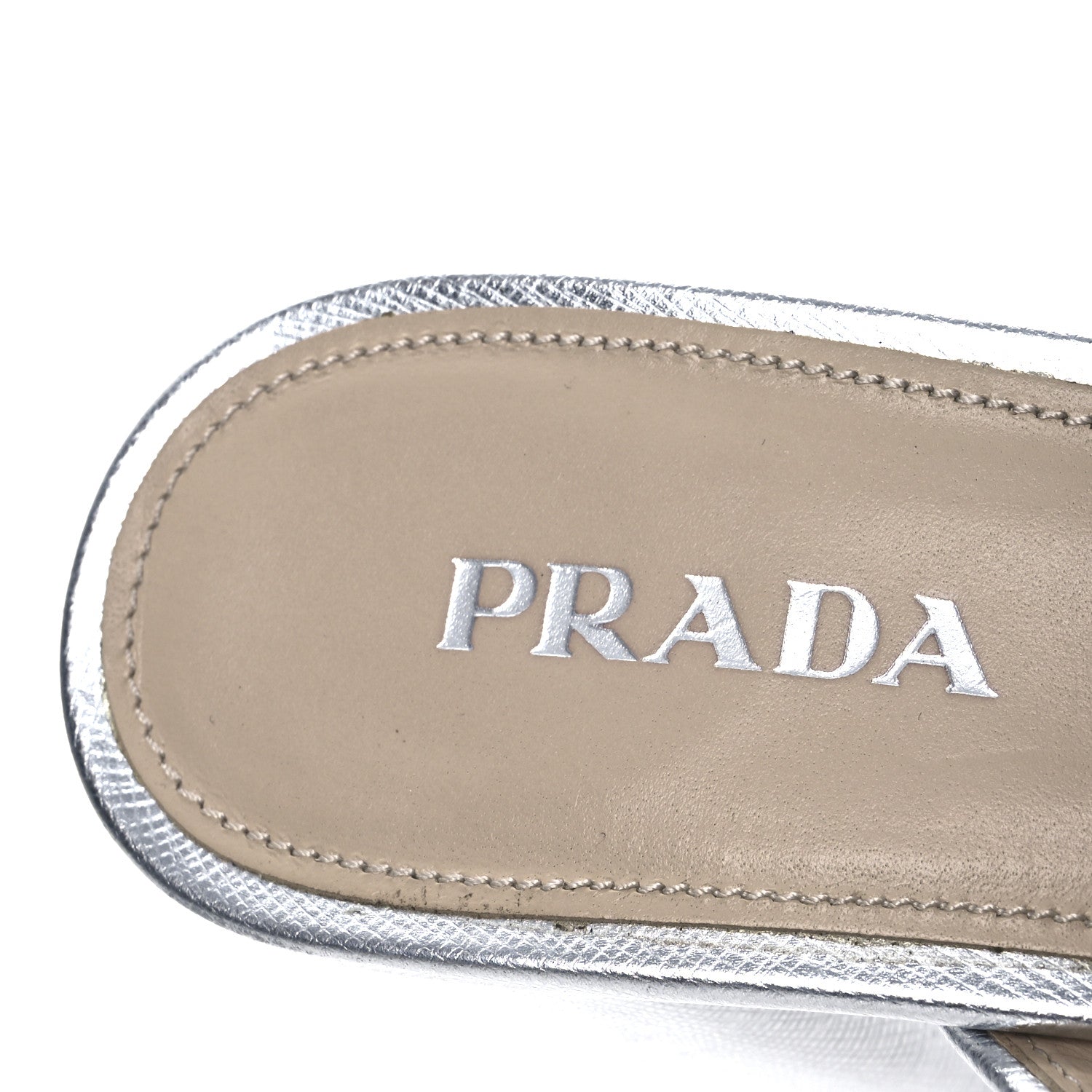 Metallic Saffiano Crisscross Platform Sandals 41 Silver