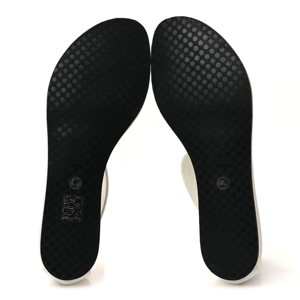 Calfskin GG Zip Thong Sandals 40.5 White