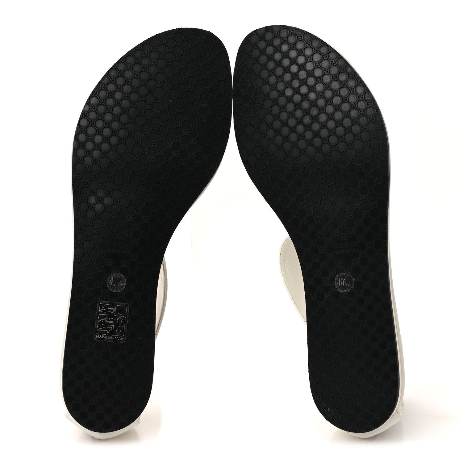 Calfskin GG Zip Thong Sandals 40.5 White