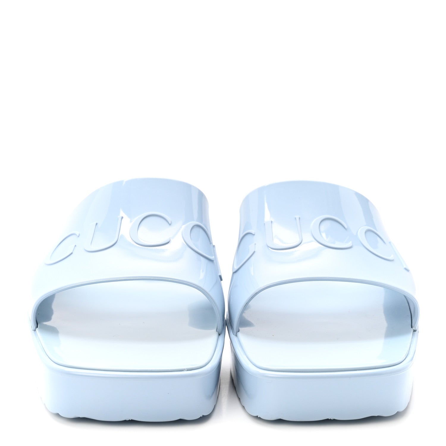 Rubber Gucci Logo Womens Platform 20/60mm Slide Sandals 41 Porcelain Light Blue
