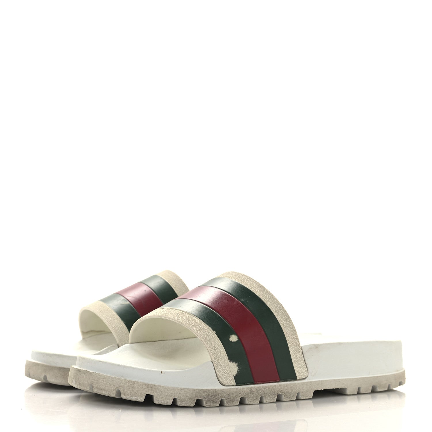 Rubber Web Mens Lug Sole Slide Sandals Great 5 White Green Red