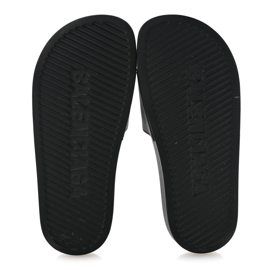 Rubber Womens Logo Pool Slide Sandals 35 Black