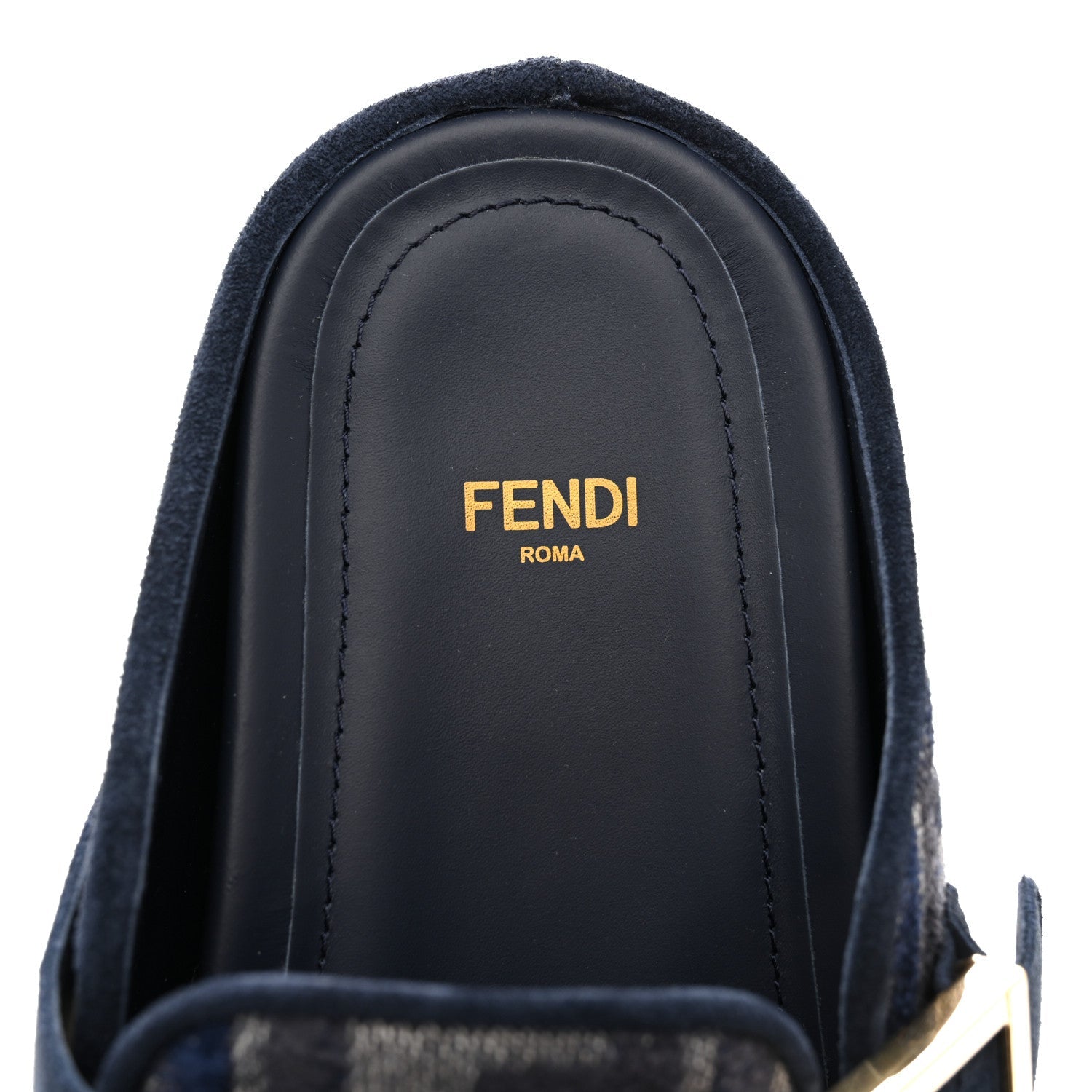Velvet FF Fendi Feel Mules 38 Grigio Blue Midnight Blue