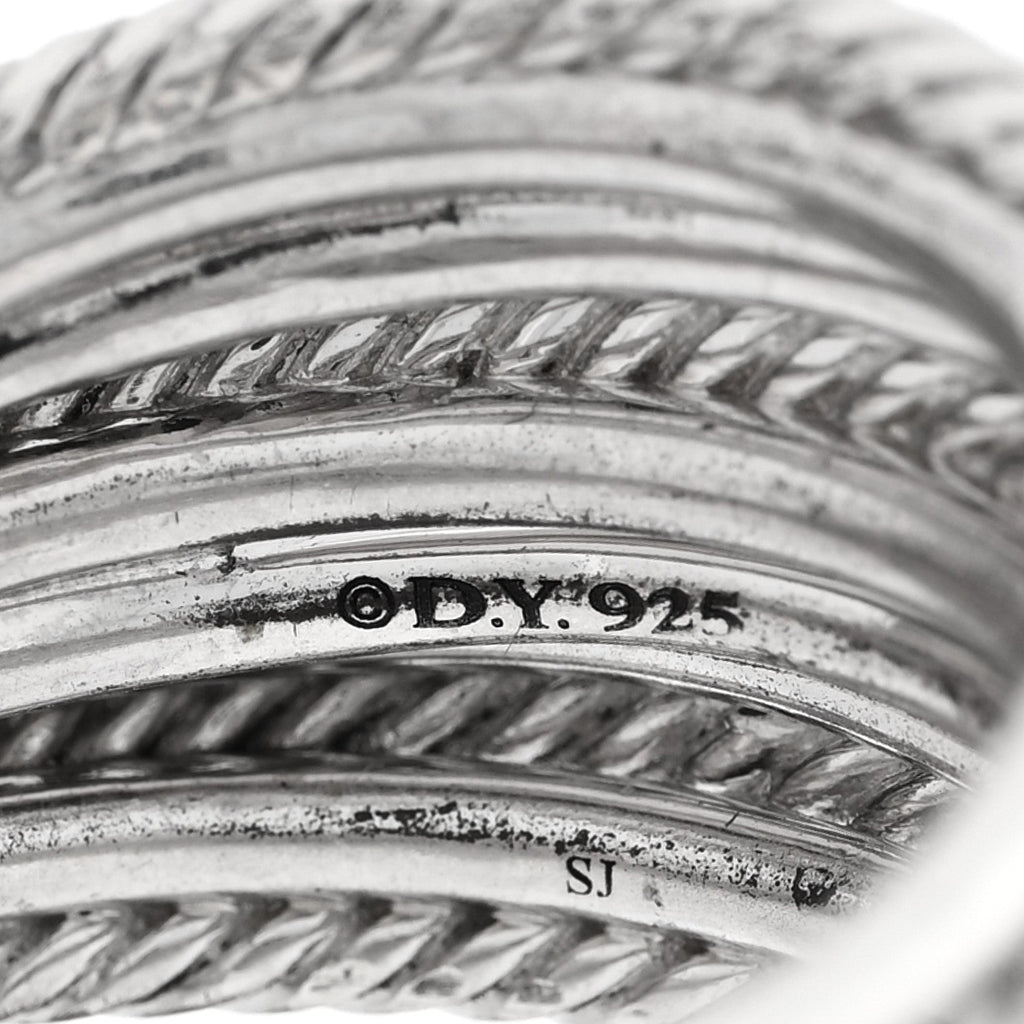 Sterling Silver Diamond 17.8mm Crossover Cable Ring 54 6.75