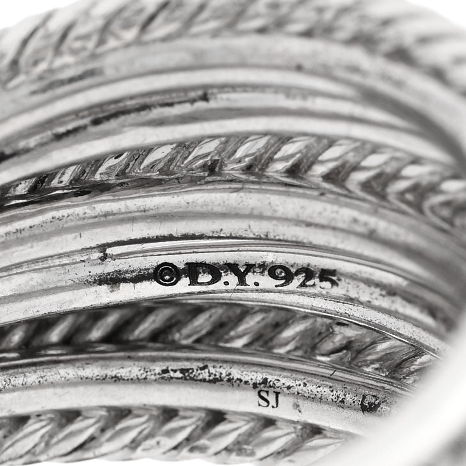 Sterling Silver Diamond 17.8mm Crossover Cable Ring 54 6.75
