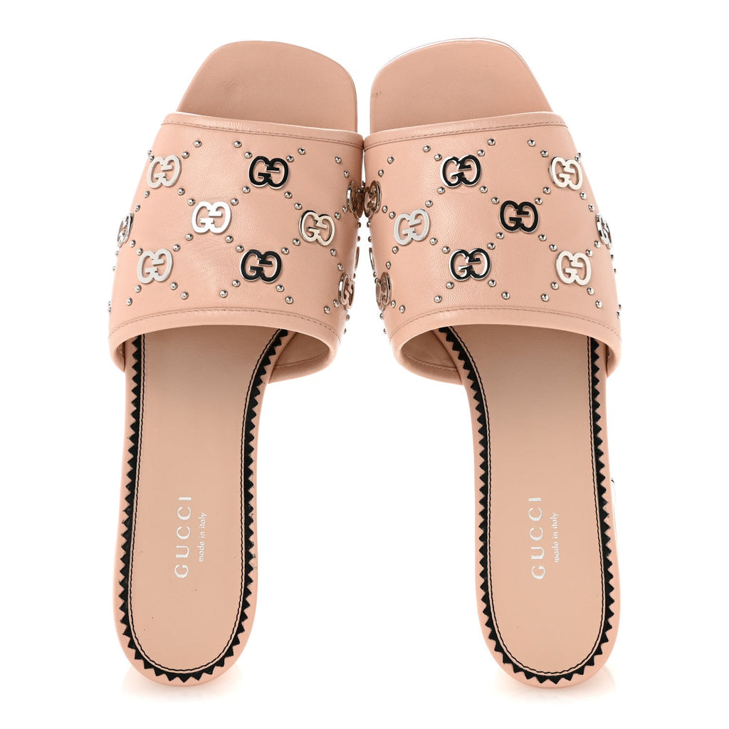 Malaga Kid Interlocking G Studs 25/85mm Platform Sandals 37 Perfect Pink
