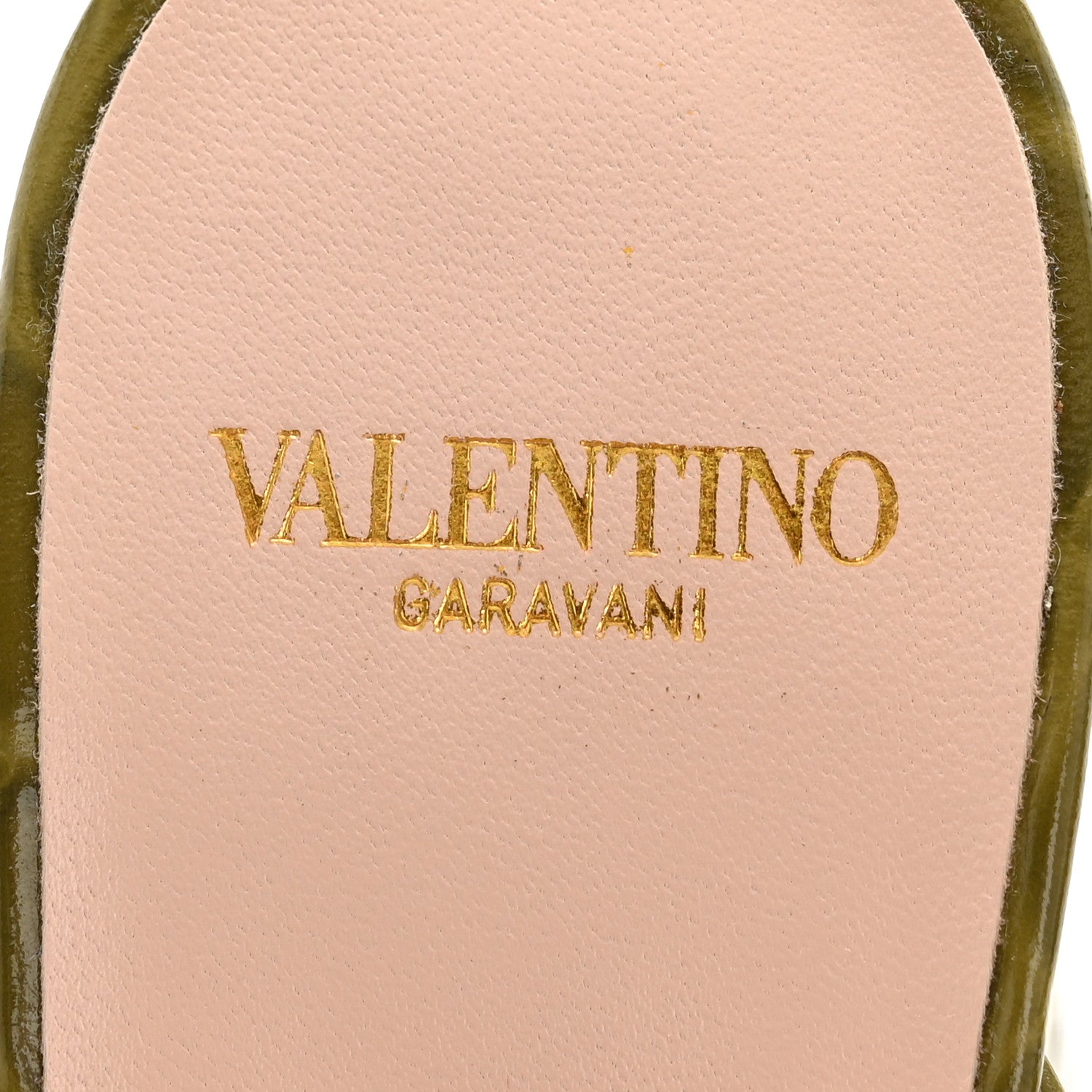 Calfskin Printed Crocodile Effect VLogo Signature 95mm Slide Sandals 36.5 Green