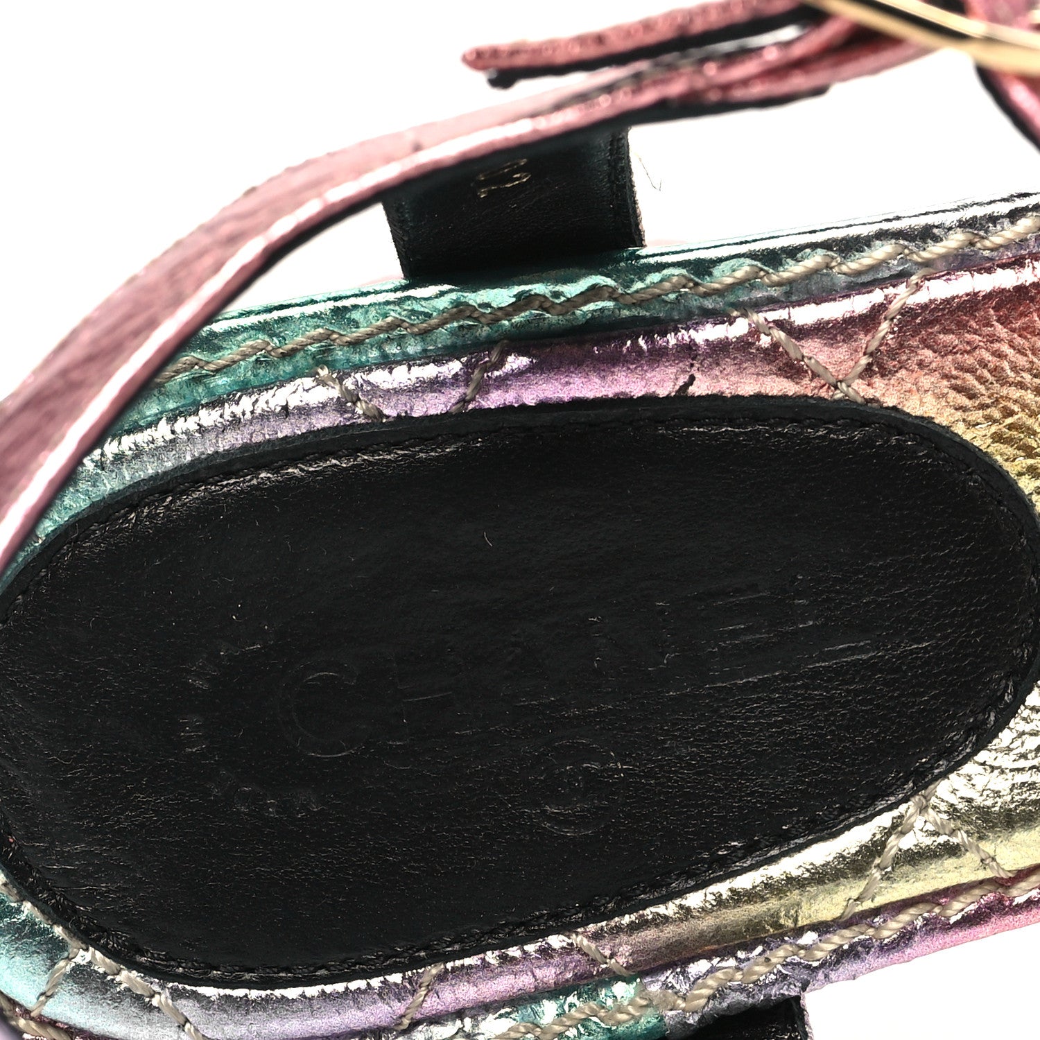 Goatskin Fantasy CC Pearl Thong Sandals 35.5 Multicolor