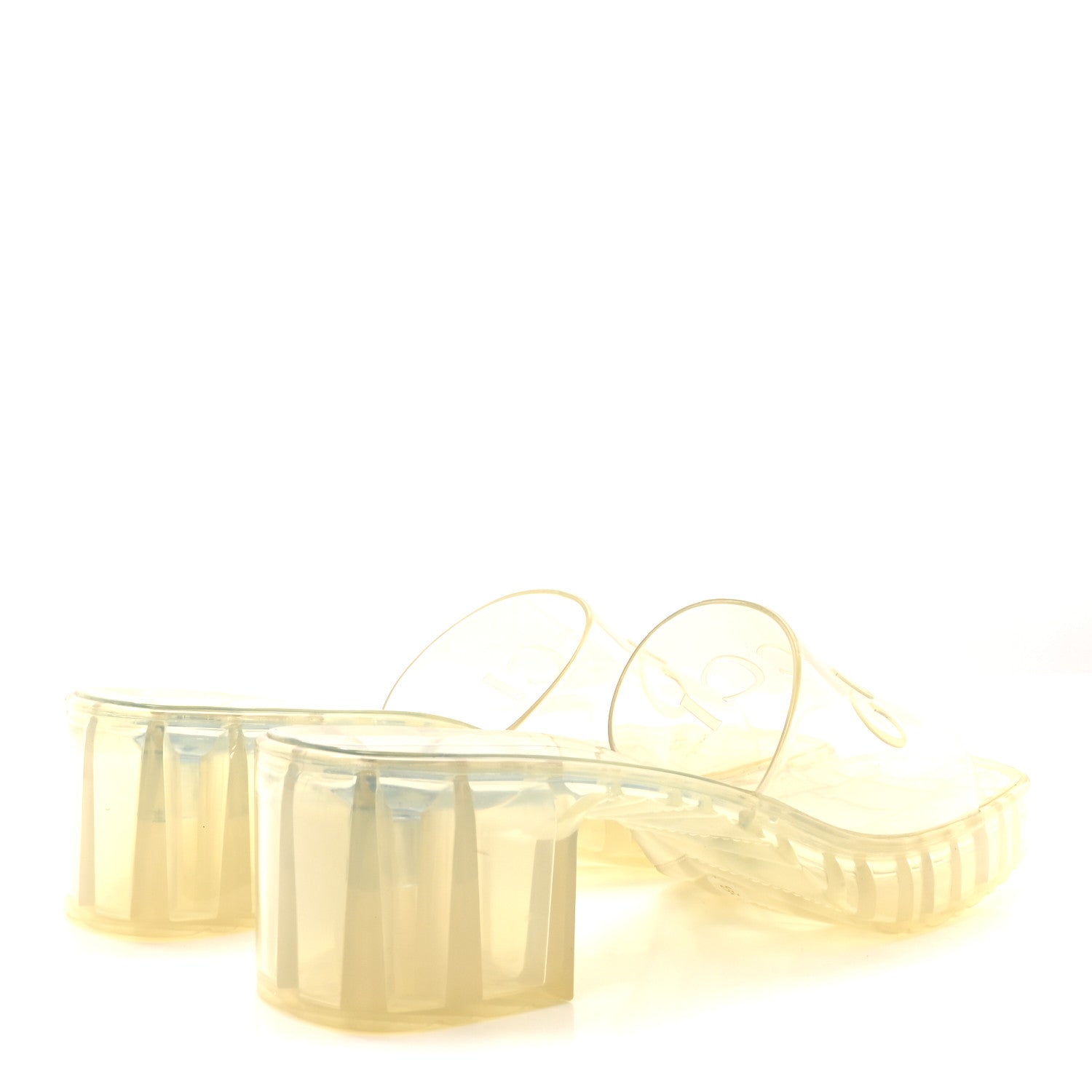 Rubber Gucci Logo Womens Platform 20/60mm Slide Sandals 35 Transparent