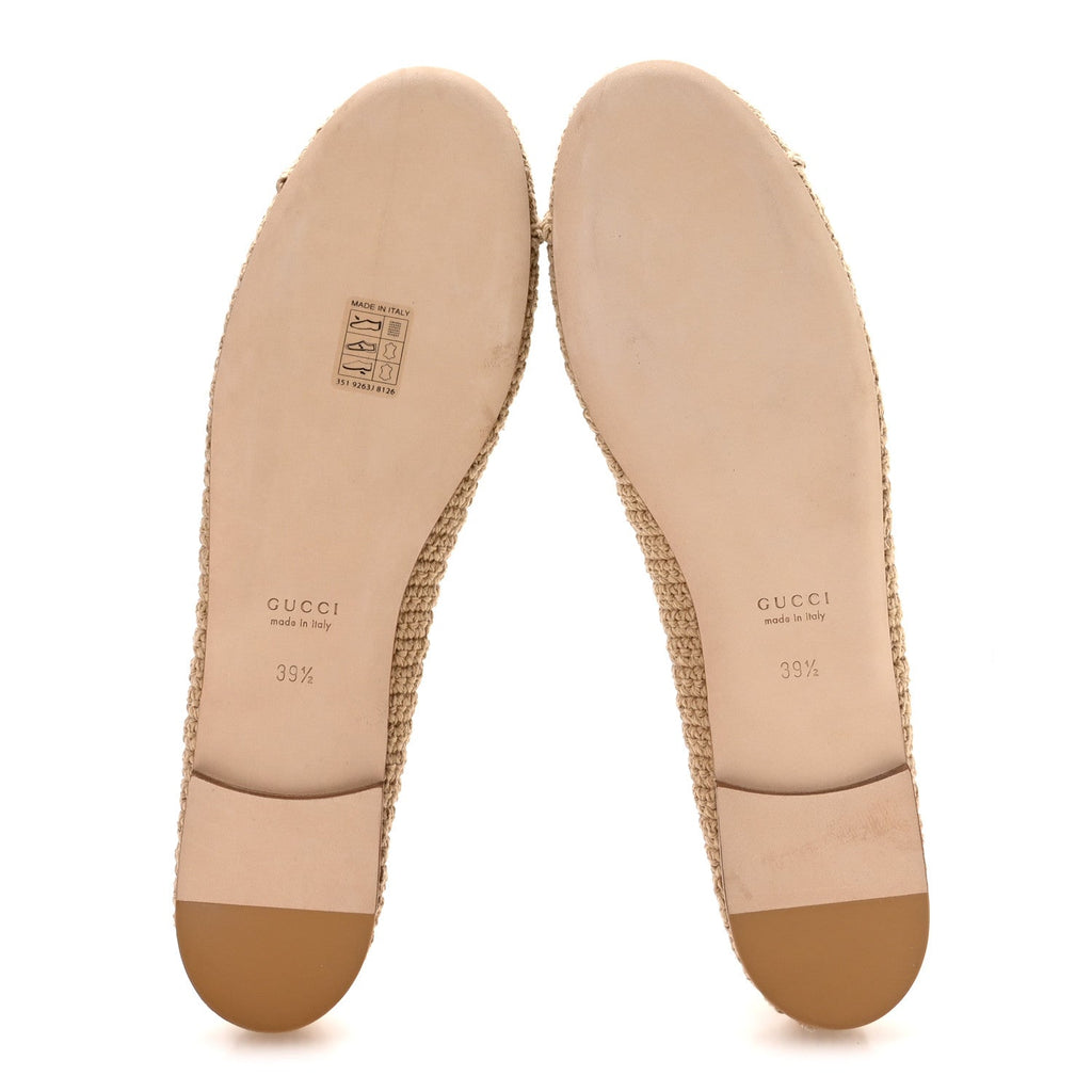 Cotton Crochet GG Ballet Flats 39.5 Ecru Sandstorm