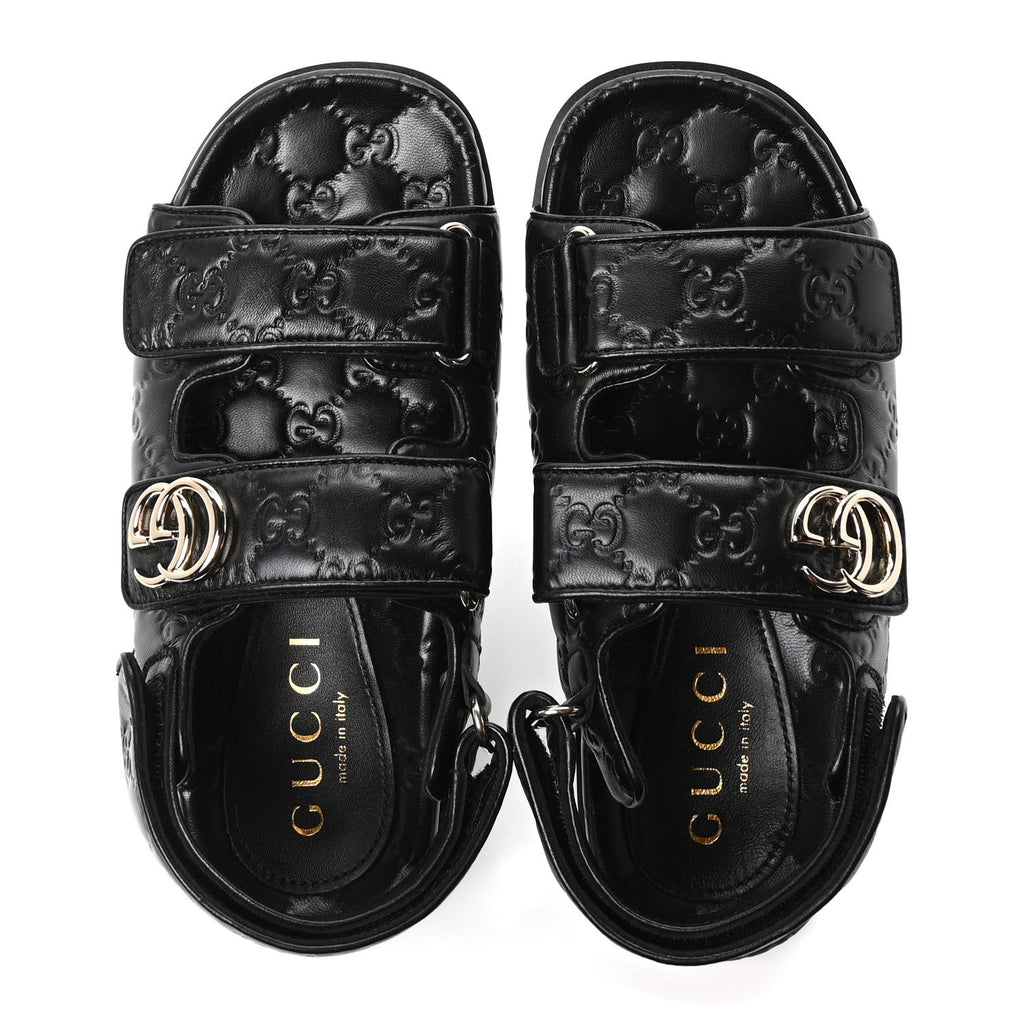 Guccissima GG Embossed Womens Sandals 37 Black