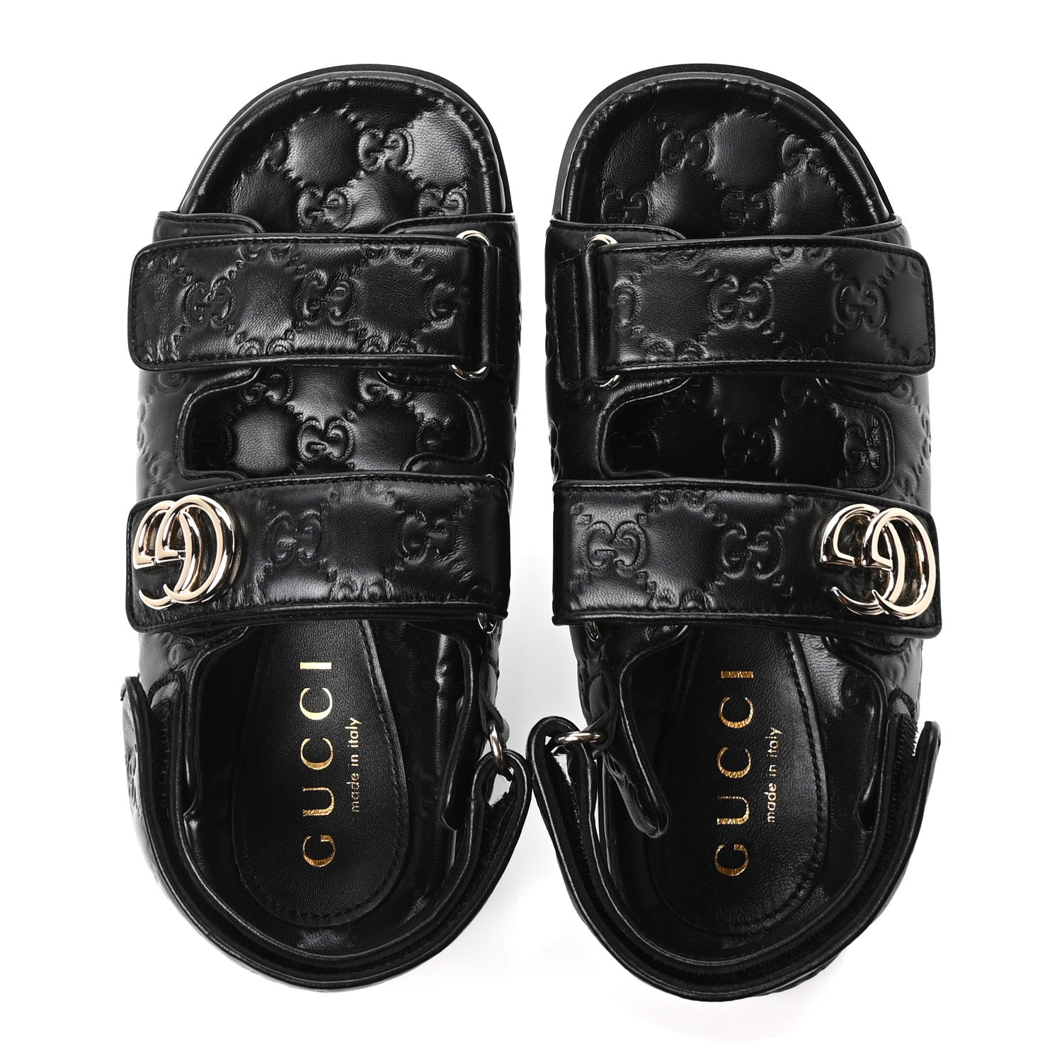 Guccissima GG Embossed Womens Sandals 37 Black
