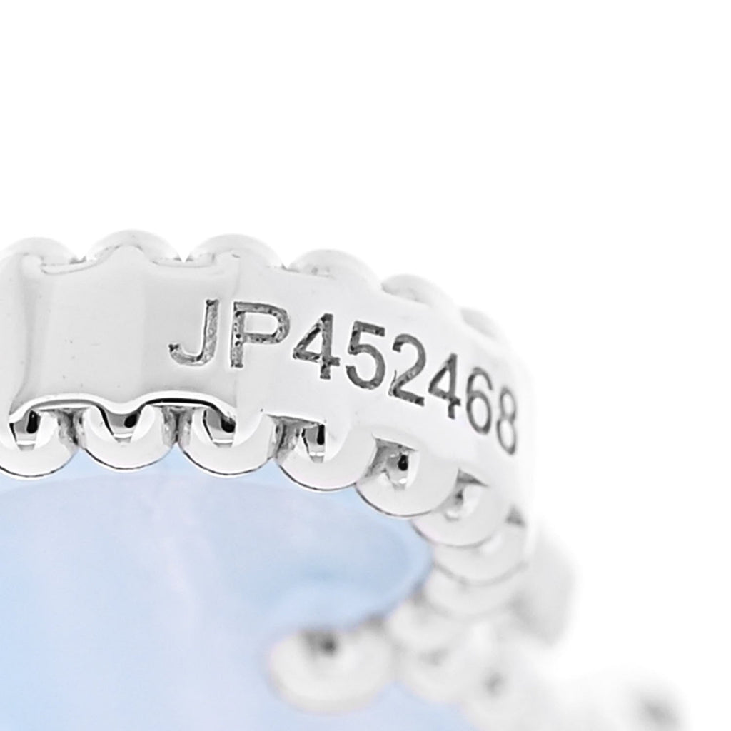 18K White Gold Chalcedony 5 Motifs Vintage Alhambra Bracelet