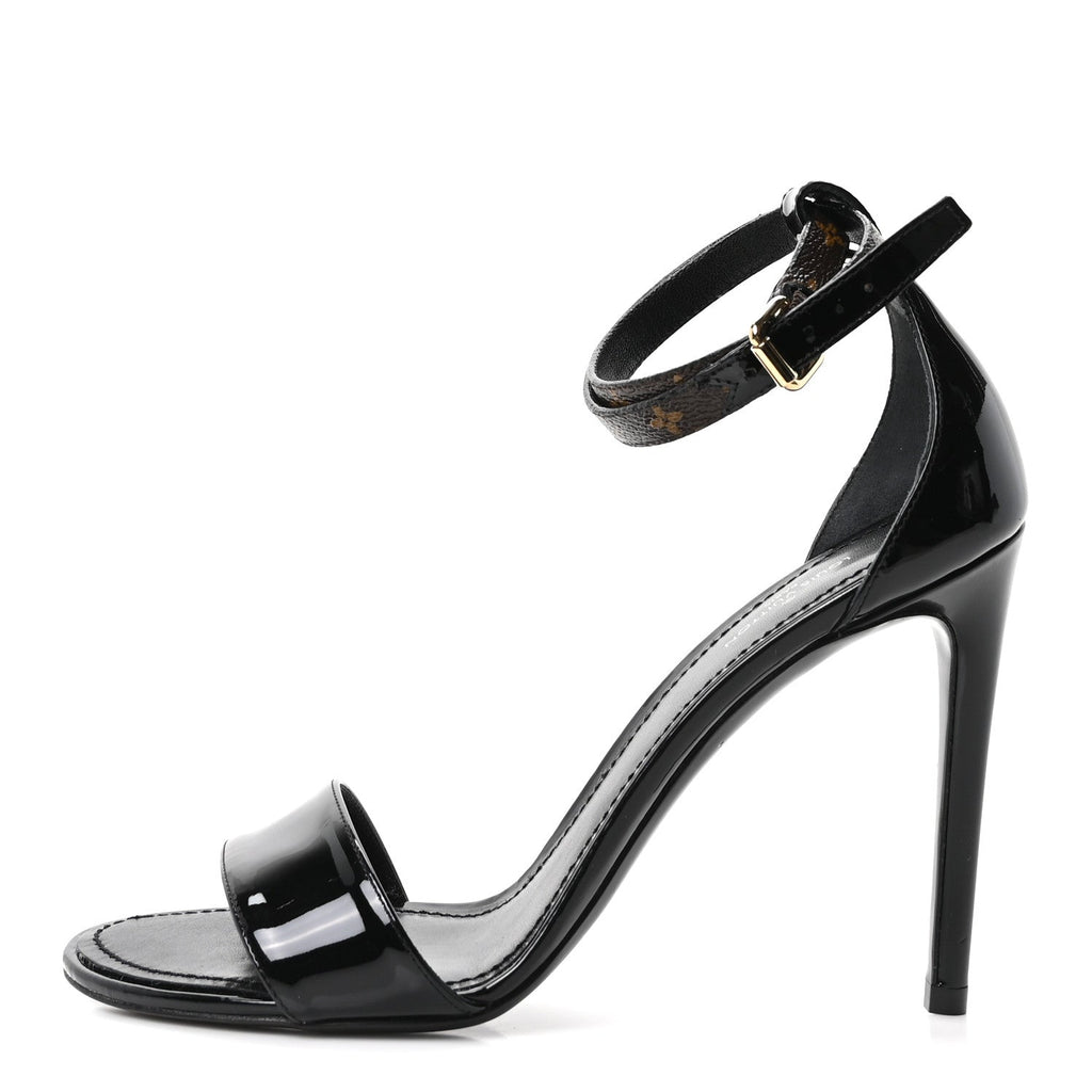 Patent Monogram Call Back Sandals 37 Black