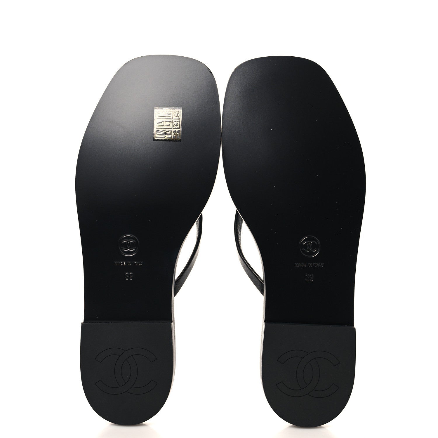 Goatskin CC Times Square Thong Sandals 39 Black