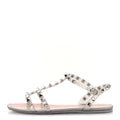 PVC Jelly Glitter Rockstud Caged Sandals 38 SIlver