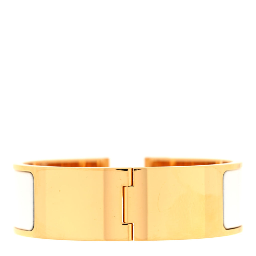 Enamel Wide Clic Clac H Bracelet GM White