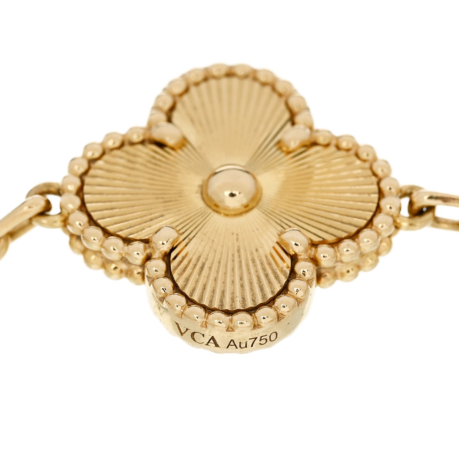 18K Yellow Gold 5 Motifs Guilloche Vintage Alhambra Bracelet