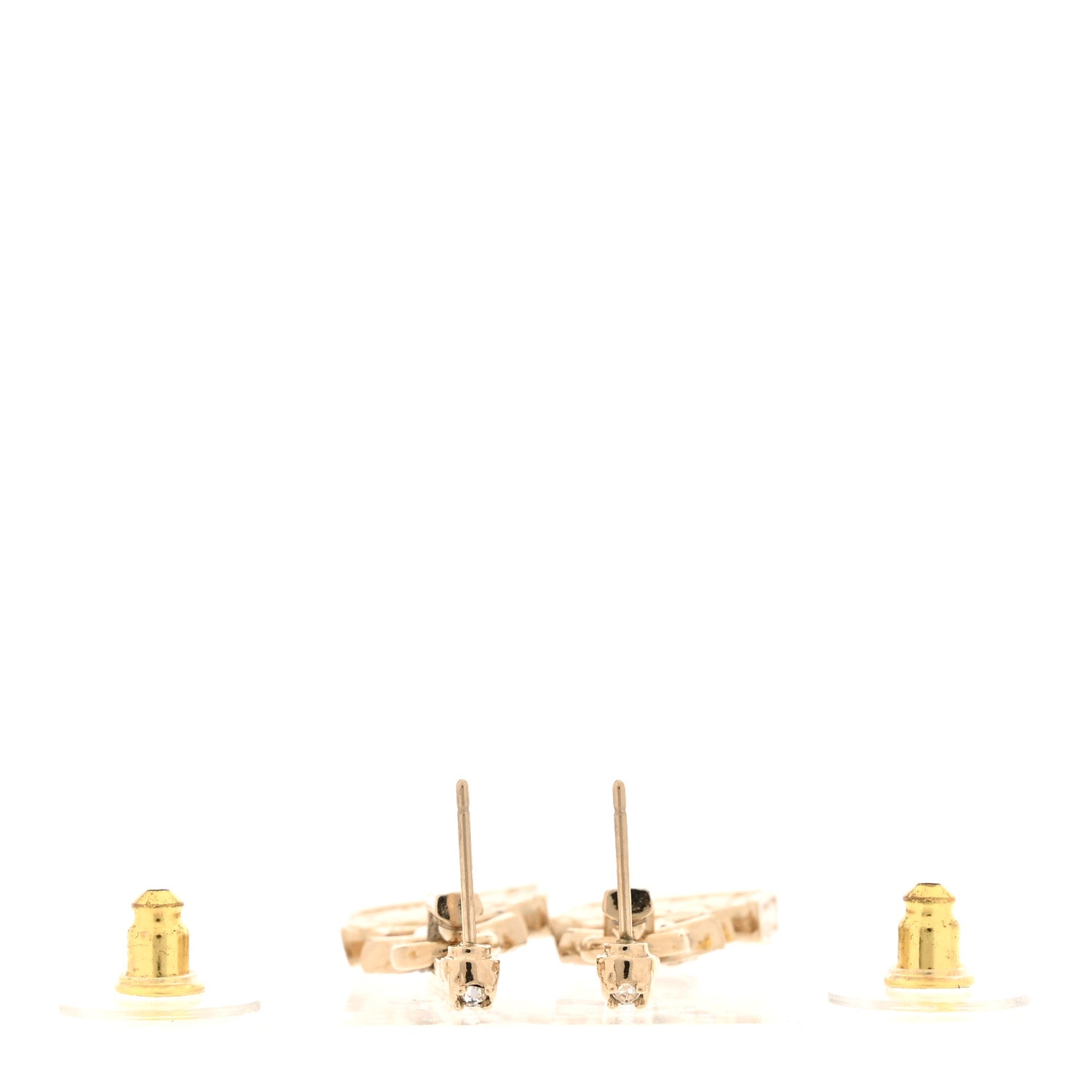 Crystal CC Quilted Flap Bag Drop Earrings Gold