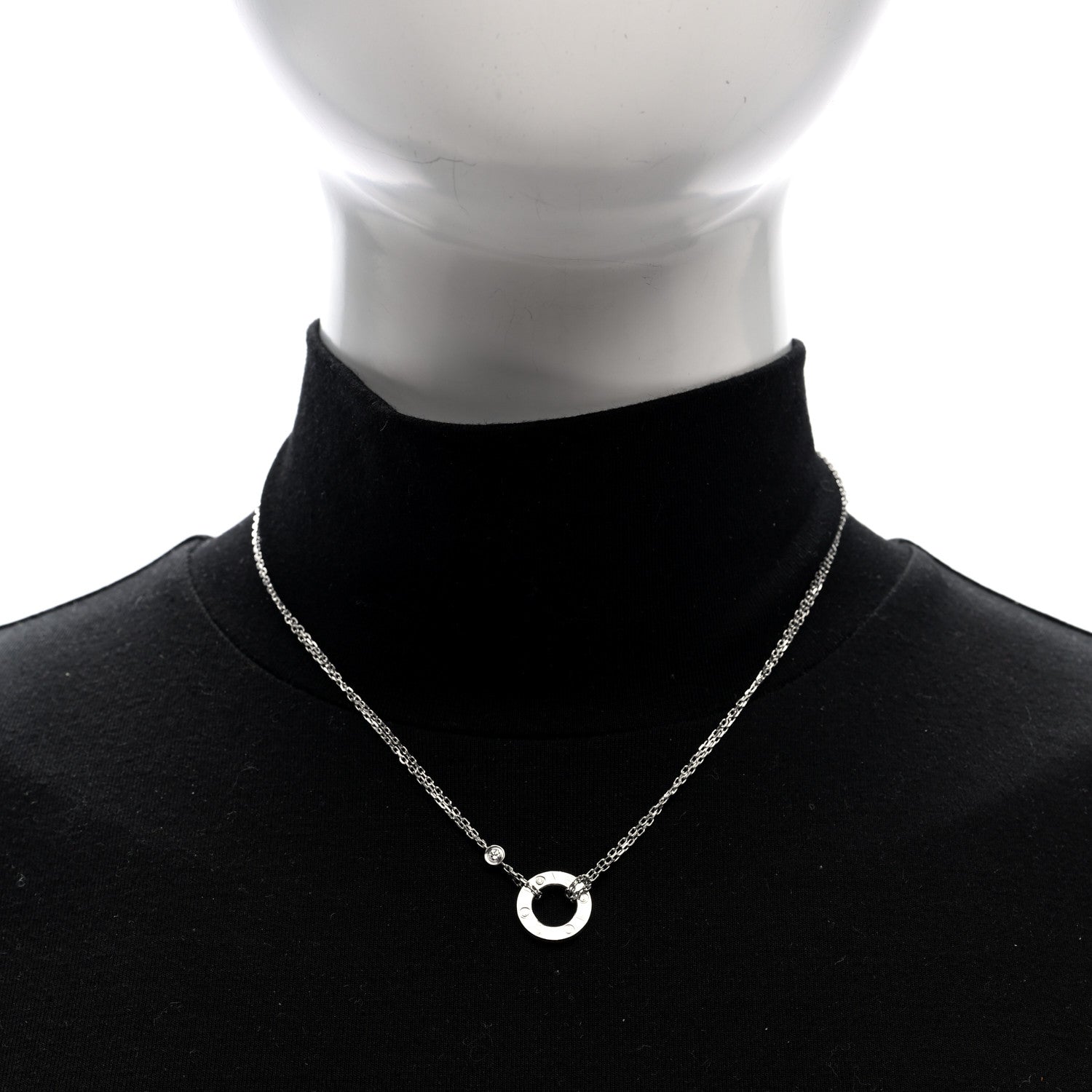 18K White Gold 2 Diamond LOVE Necklace