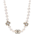 Pearl Crystal CC Short Charm Necklace Gold