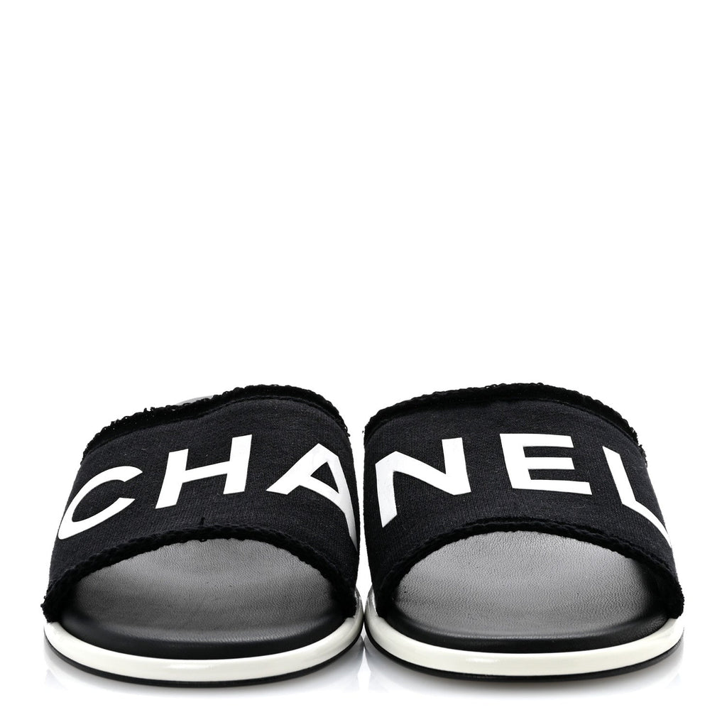 Cotton Logo Mule Sandals 41 Black White