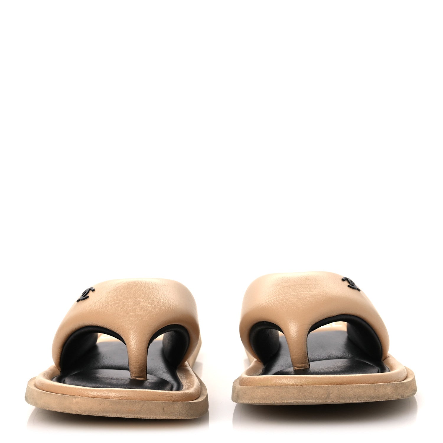 Lambskin Padded Pool Thong Sandals 40 Beige