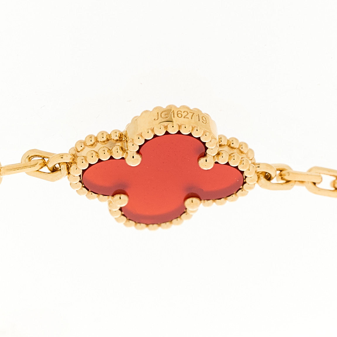 18K Yellow Gold Carnelian 5 Motifs Vintage Alhambra Bracelet