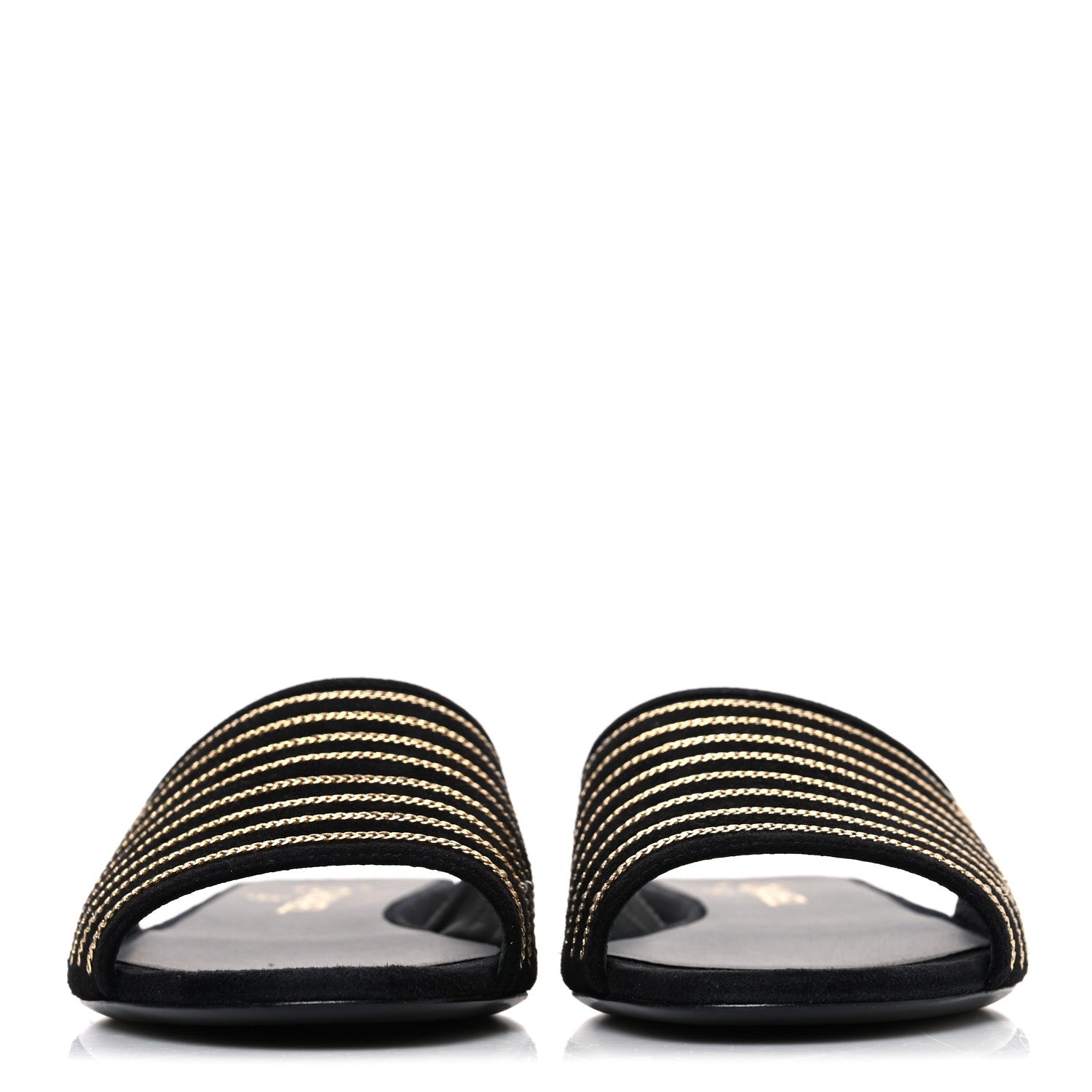 Suede Chain Flat Mule Sandals 39 Black