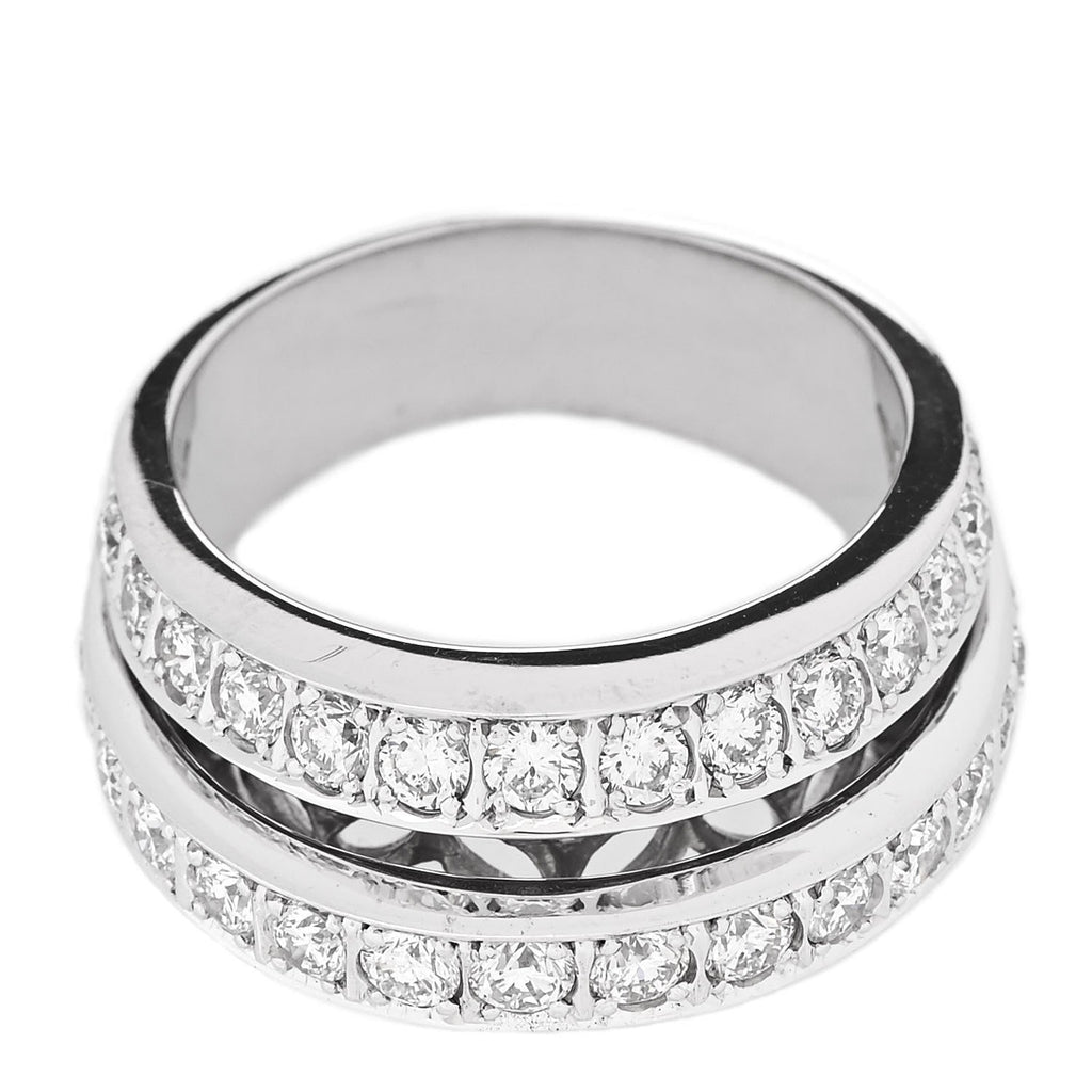18K White Gold Diamond 2.45ctw Three-Row Ring 56 7.5