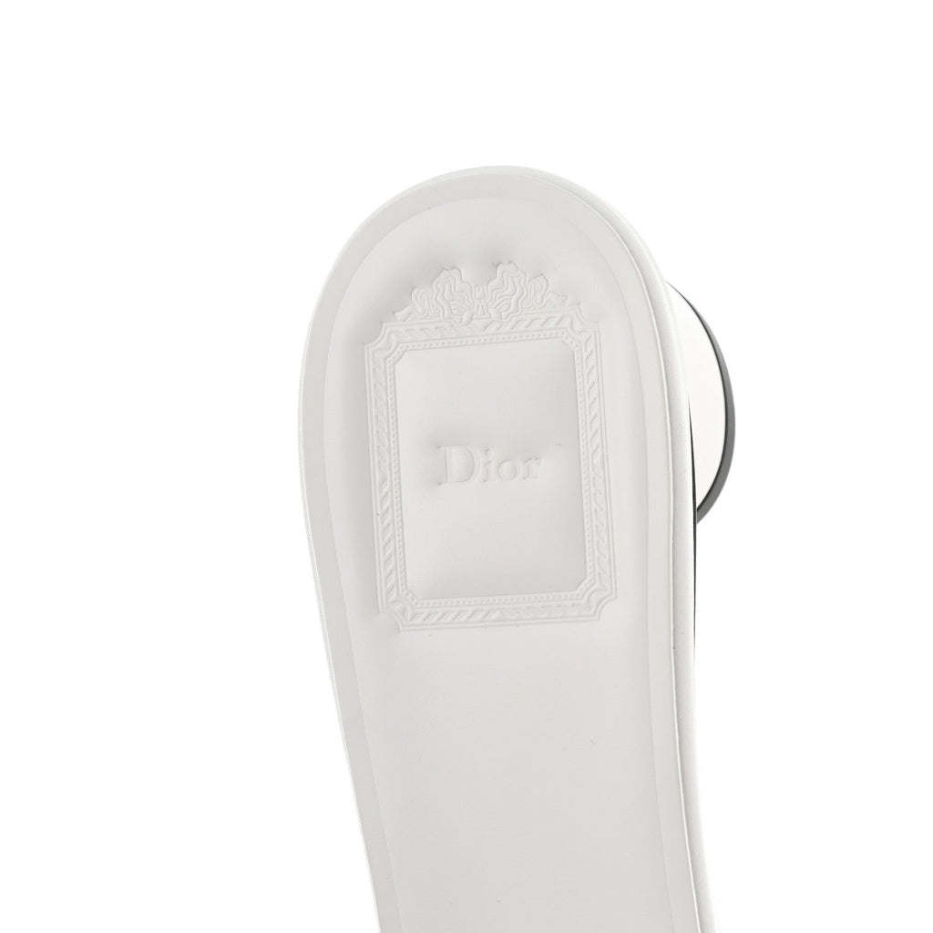 Lambskin Daisy Embroidered Dior Bloom Heeled Slide Sandals 39 White