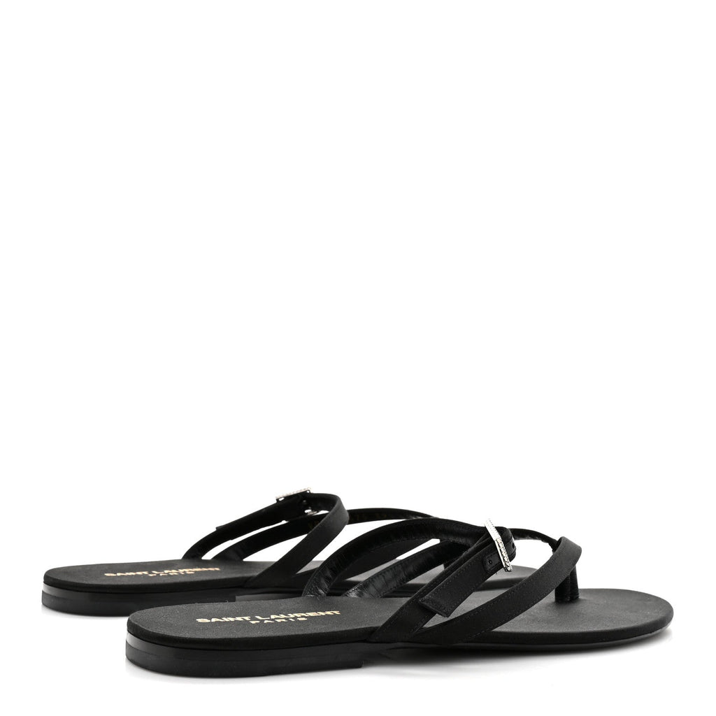 Crepe Satin Laszlo Sandals 39.5 Black