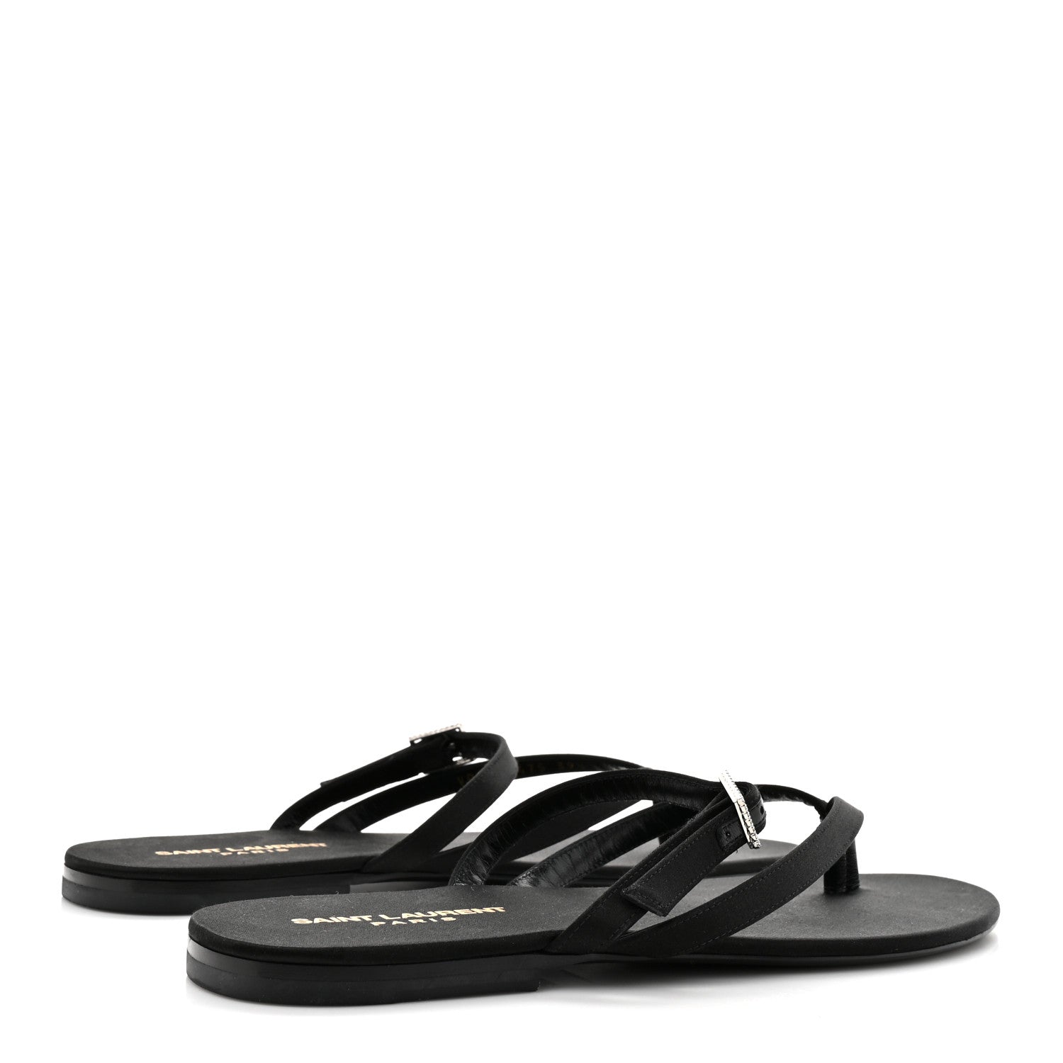 Crepe Satin Laszlo Sandals 39.5 Black