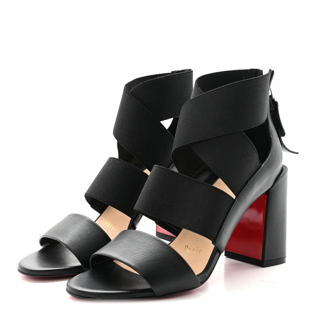 Elastic Calfskin Patrouille 85 Sandals 35.5 Black