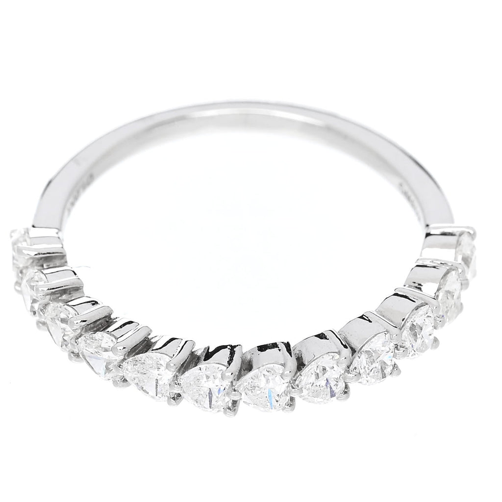 18K White Gold Diamond 1.00ct Heart Cut Half Eternity Band Ring 53 6.25