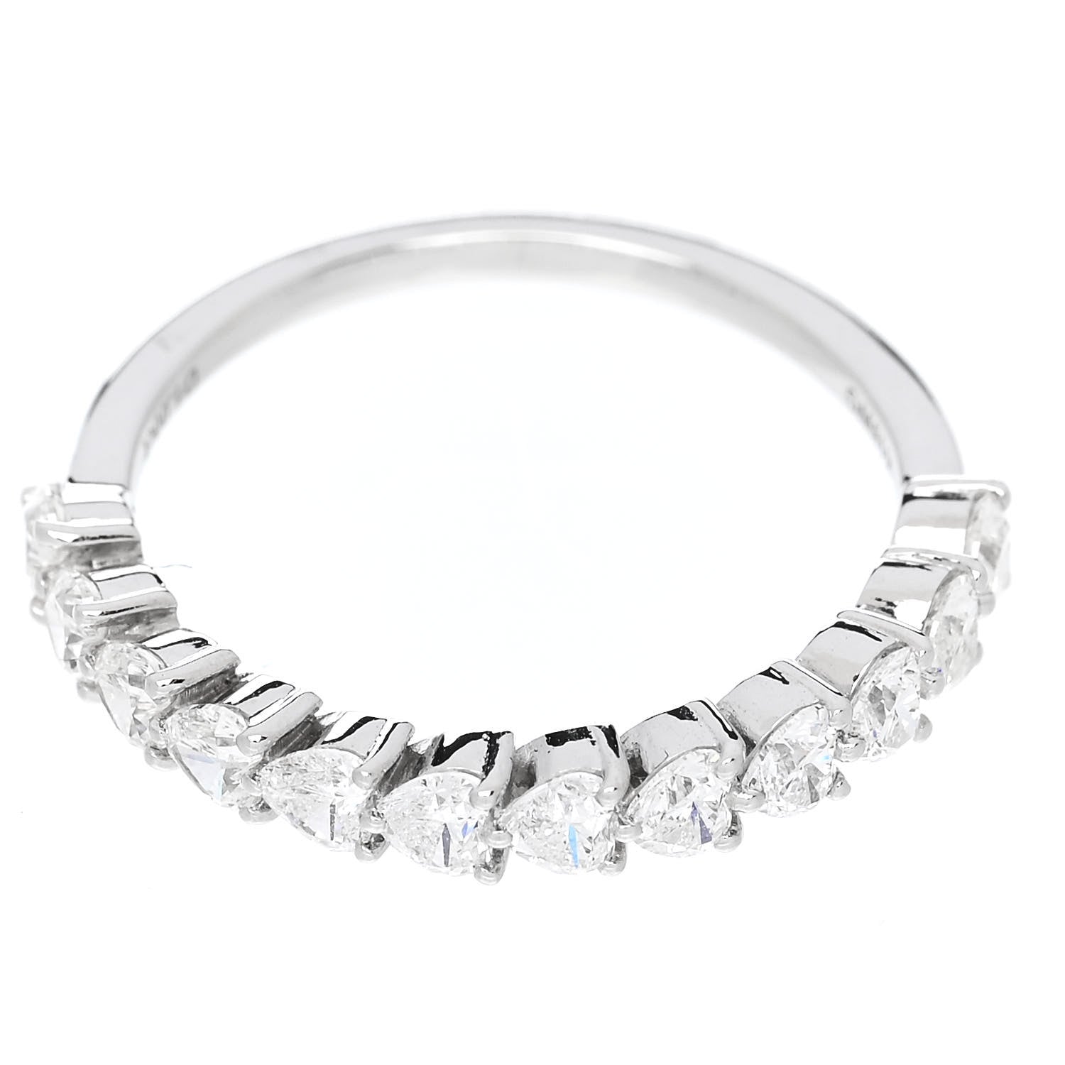 18K White Gold Diamond 1.00ct Heart Cut Half Eternity Band Ring 53 6.25