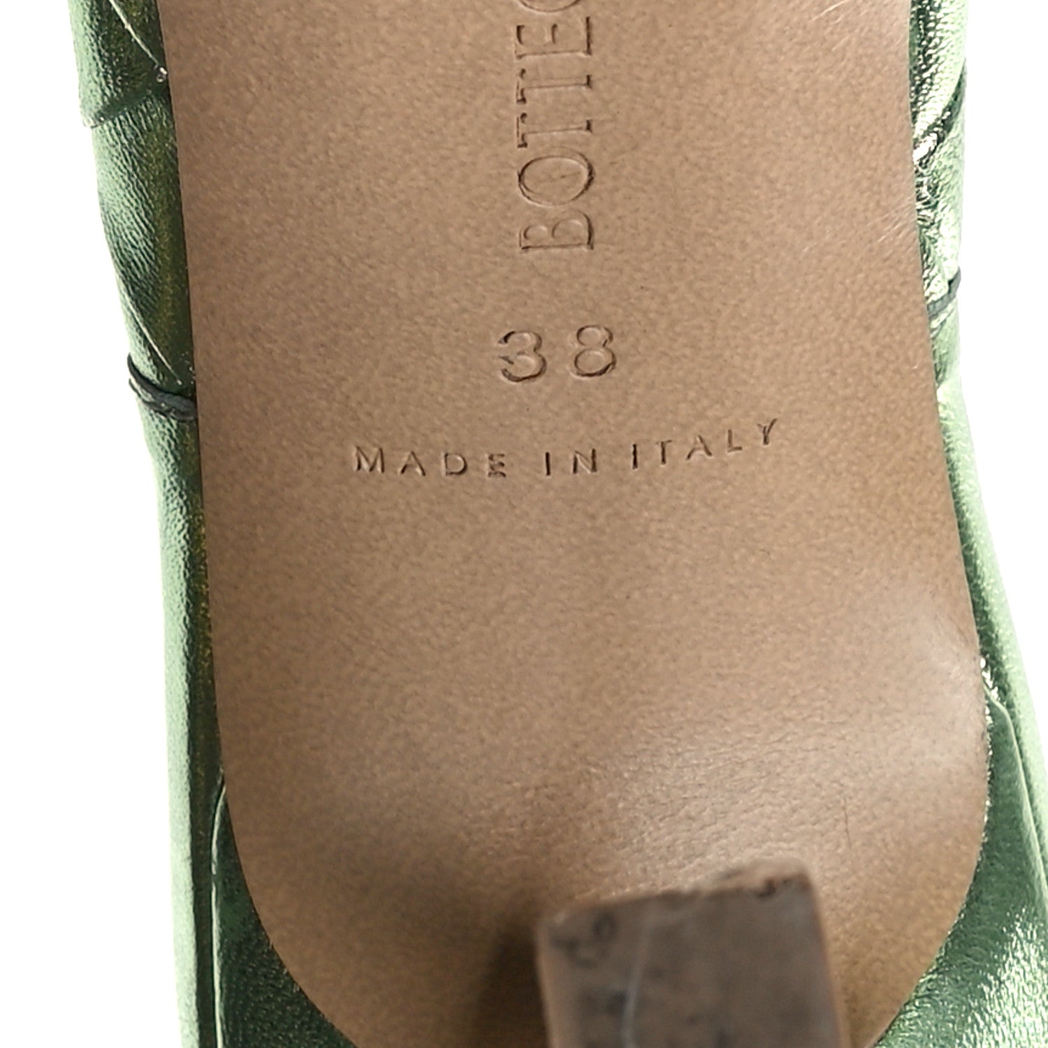 Metallic Nappa Maxi Intrecciato Lido 90mm Mule Sandals 38 Pistachio