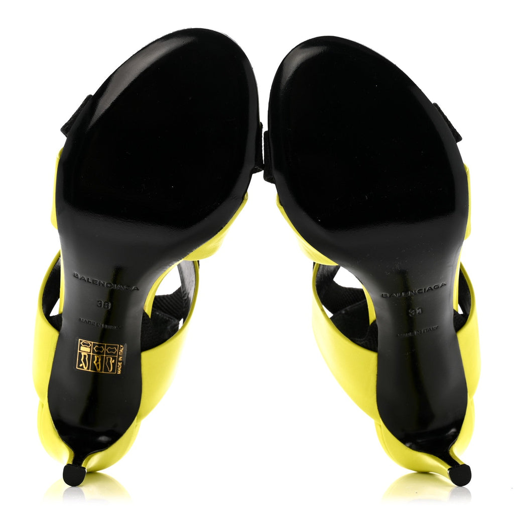 Chevreau Brilliant Elastic Sandals 38 Jaune Acid Black