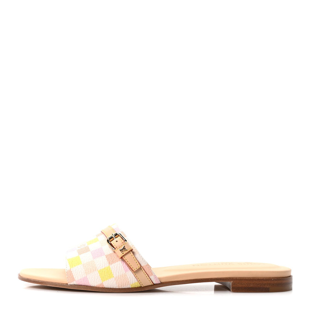 Damierlicious Neo Revival Flat Mule Sandals 40 Rose Peach