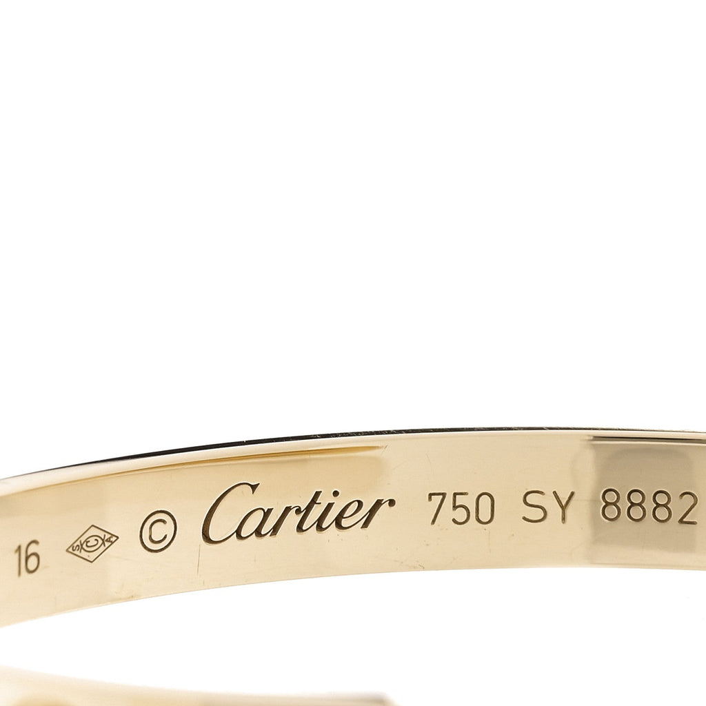 18K Yellow Gold LOVE Cuff Bracelet 16