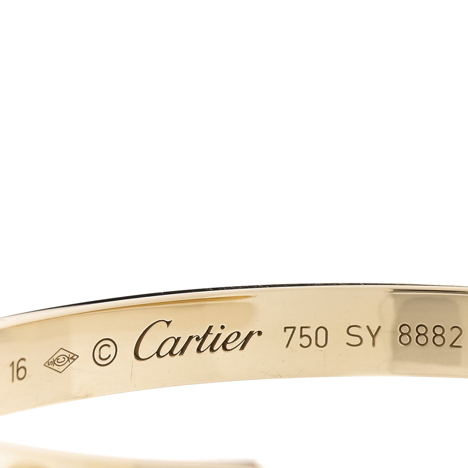 18K Yellow Gold LOVE Cuff Bracelet 16