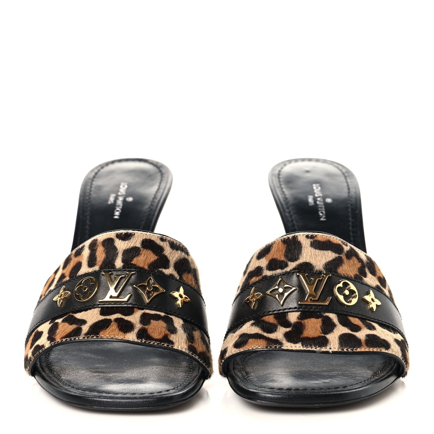 Calfskin Pony Hair Leopard Revival Mules 37 Brown