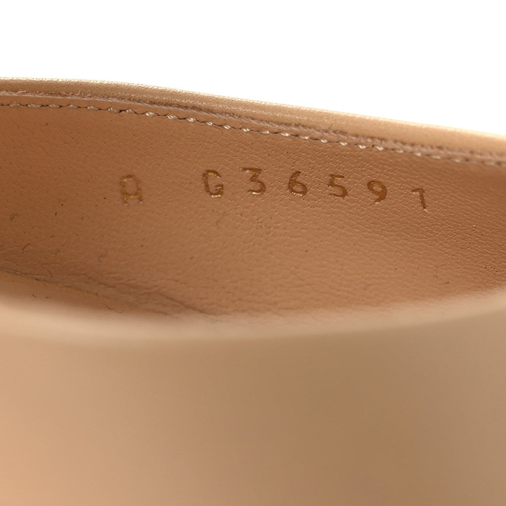 Lambskin Grosgrain Cap Toe Logo Ankle Strap Pumps 38 Beige Black
